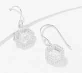 Diamonique Silver Hexagon Cut Halo French Wire Measures approximately 1" x 1/2"